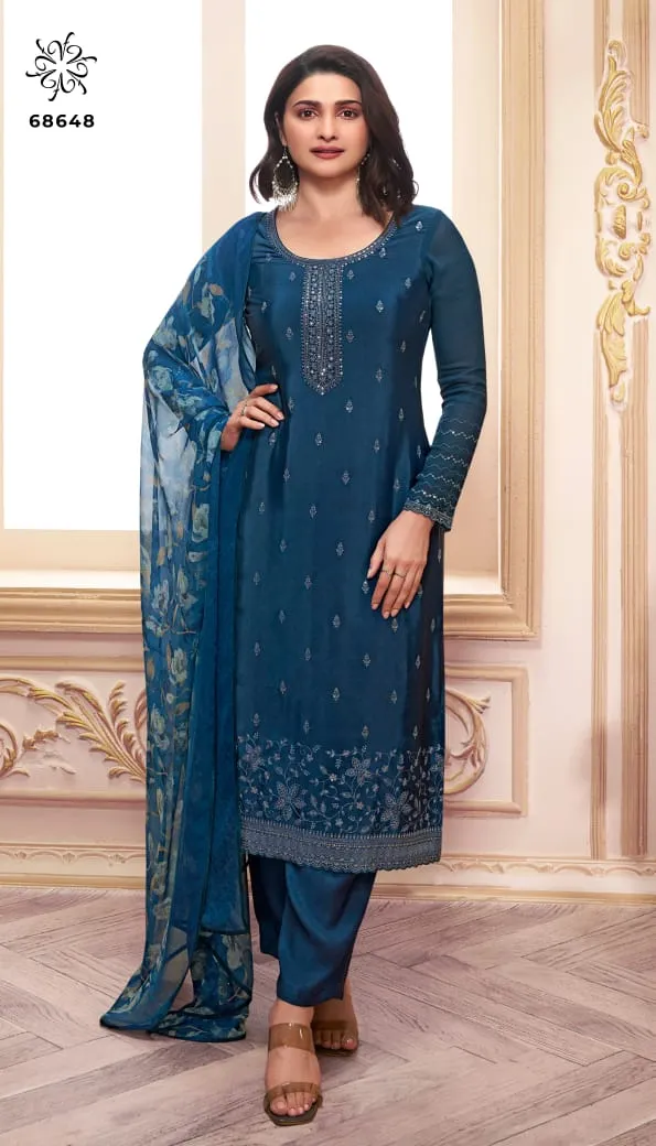 Pure Crepe With Heavy Embroidery Straight Ethnic Suit Silkina Royal Crepe 46 - Image 2