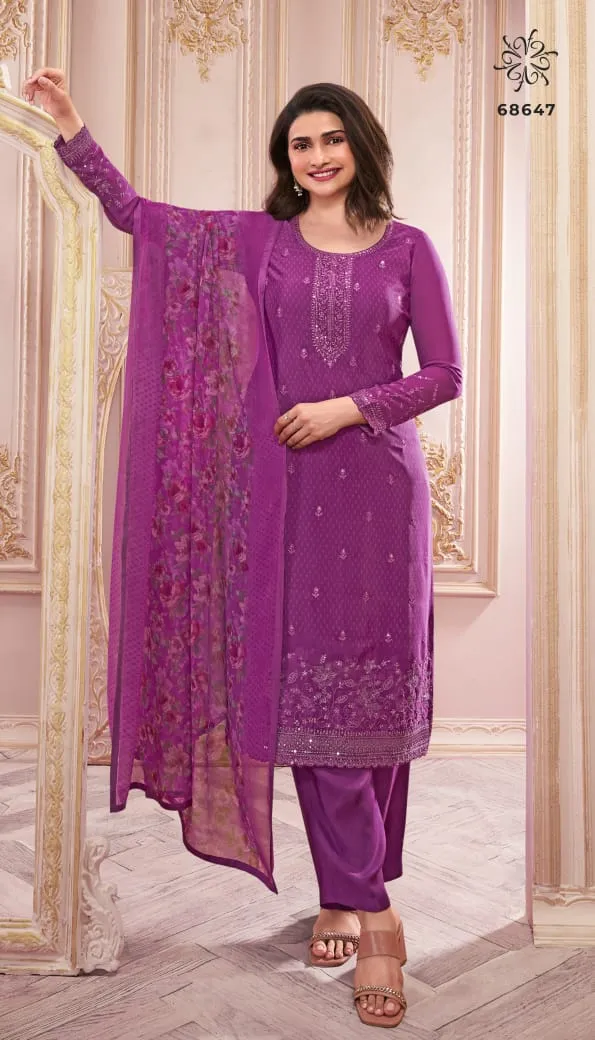 Pure Crepe With Heavy Embroidery Straight Ethnic Suit Silkina Royal Crepe 46 - Image 5