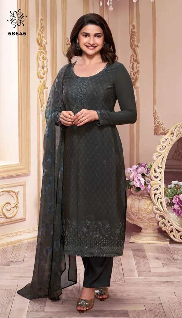 Pure Crepe With Heavy Embroidery Straight Ethnic Suit Silkina Royal Crepe 46 - Image 7