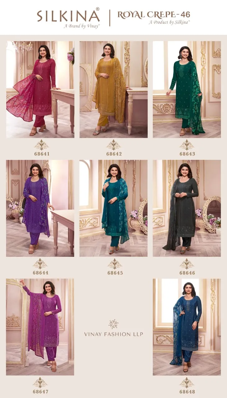Pure Crepe With Heavy Embroidery Straight Ethnic Suit Silkina Royal Crepe 46 - Image 8