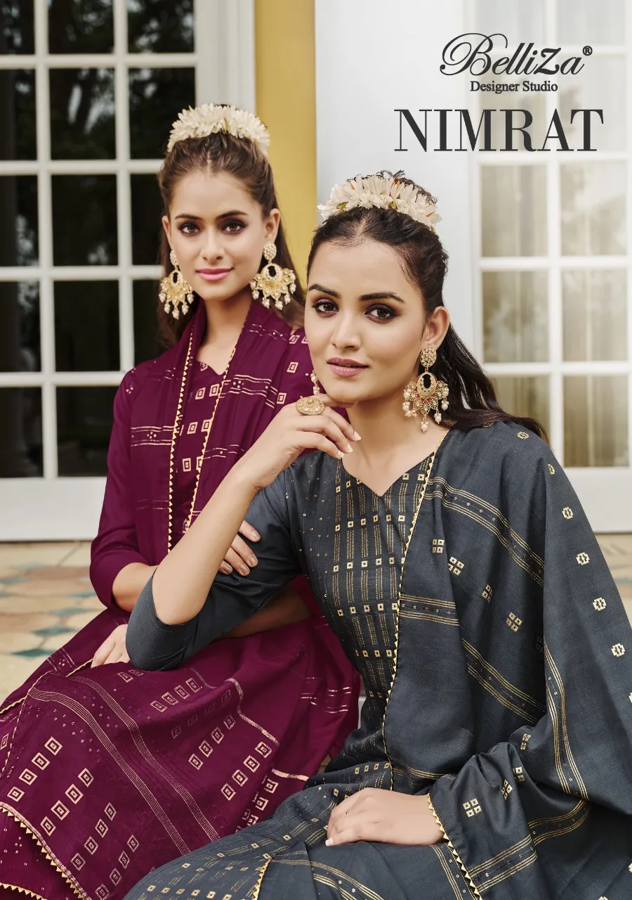 Pure Silk Jacquard With Sequence Work Ethnic Suits Belliza Nimrat