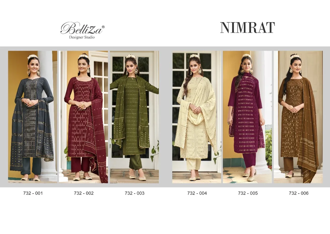 Pure Silk Jacquard With Sequence Work Ethnic Suits Belliza Nimrat - Image 7