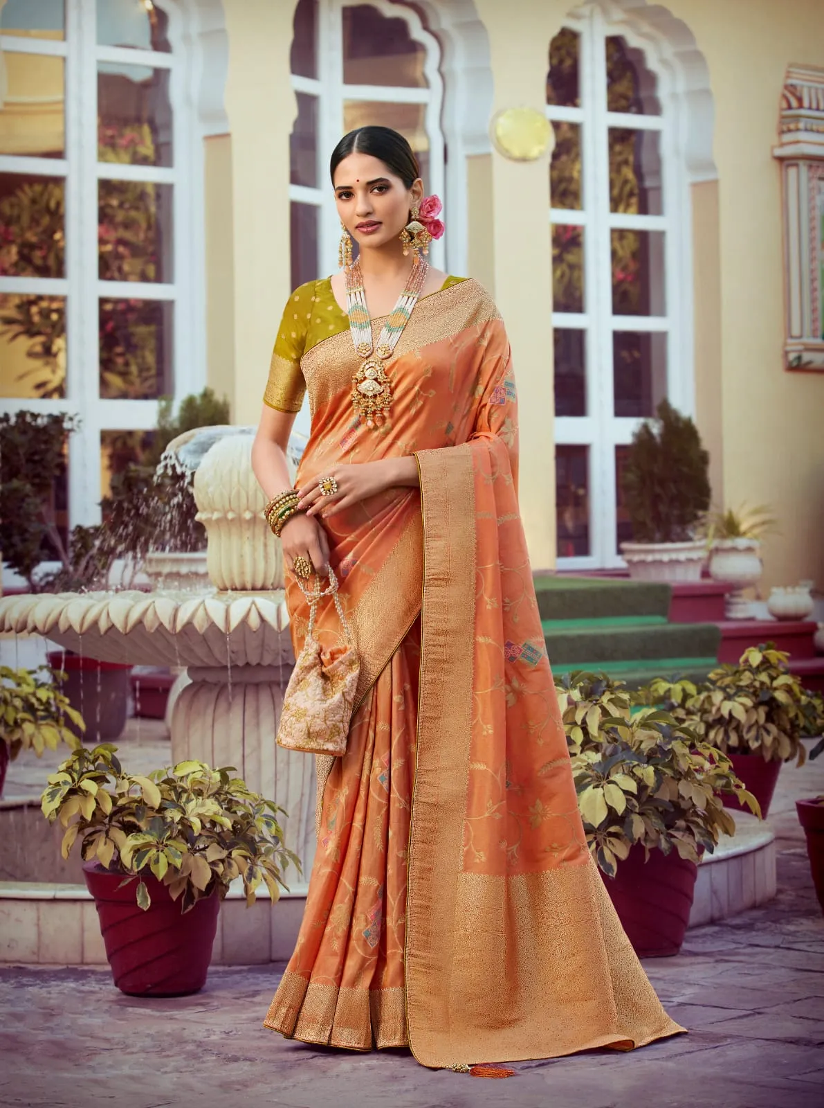 Pure Tissue Silk Wedding Wear Saree - Image 6