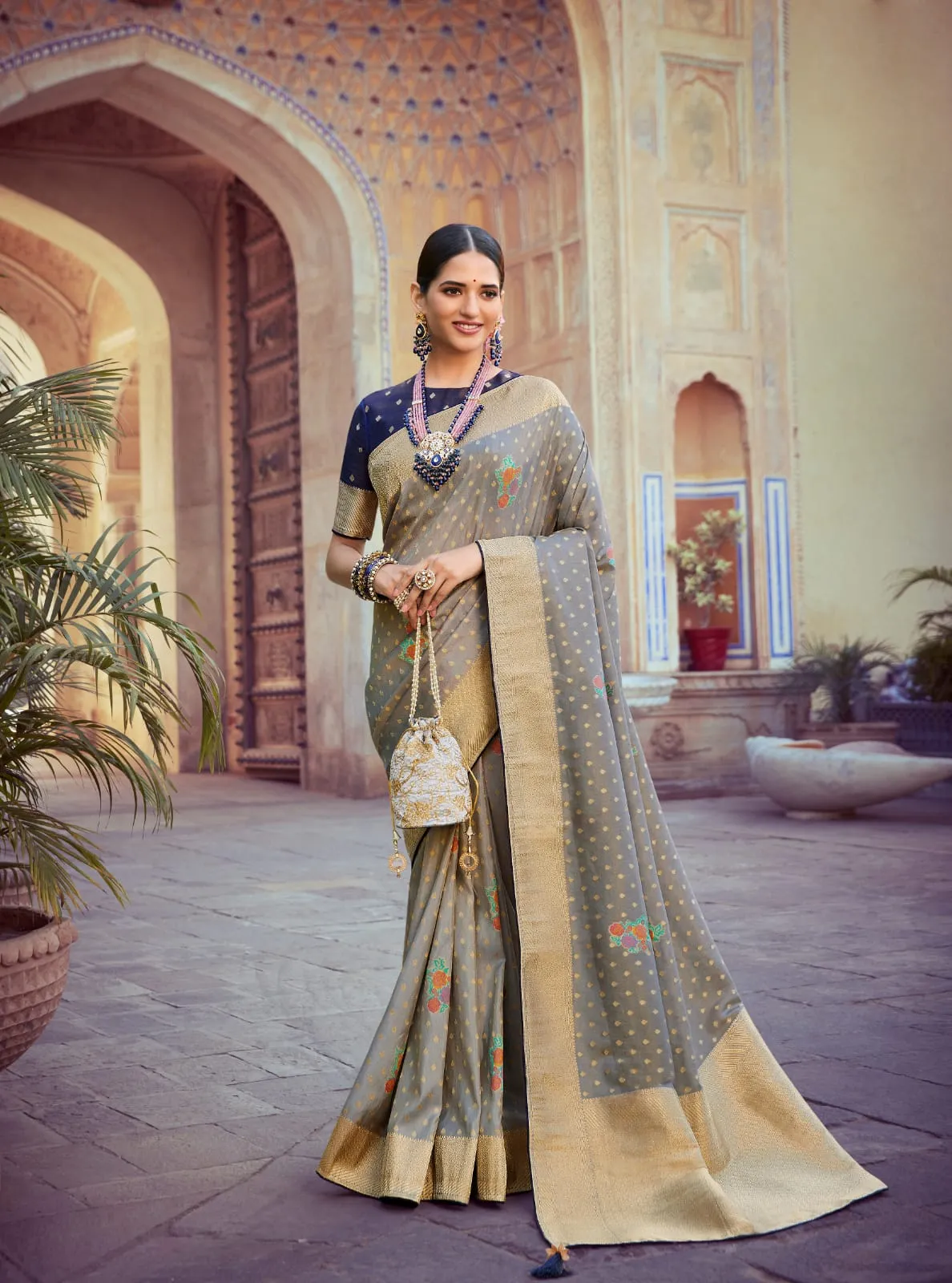 Pure Tissue Silk Wedding Wear Saree - Image 8