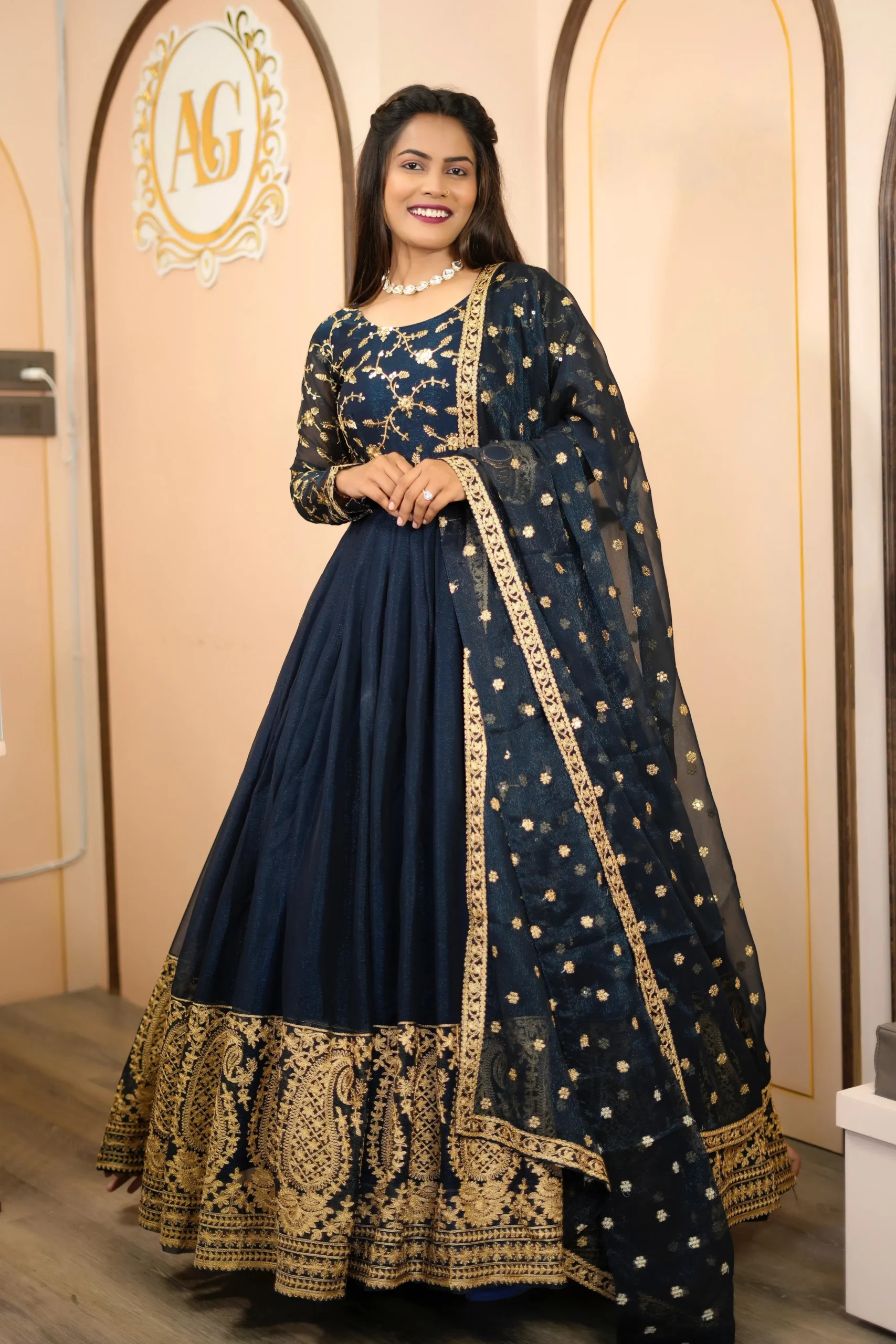 Readymade Fancy Ethnic Dupatta Gown - Image 2