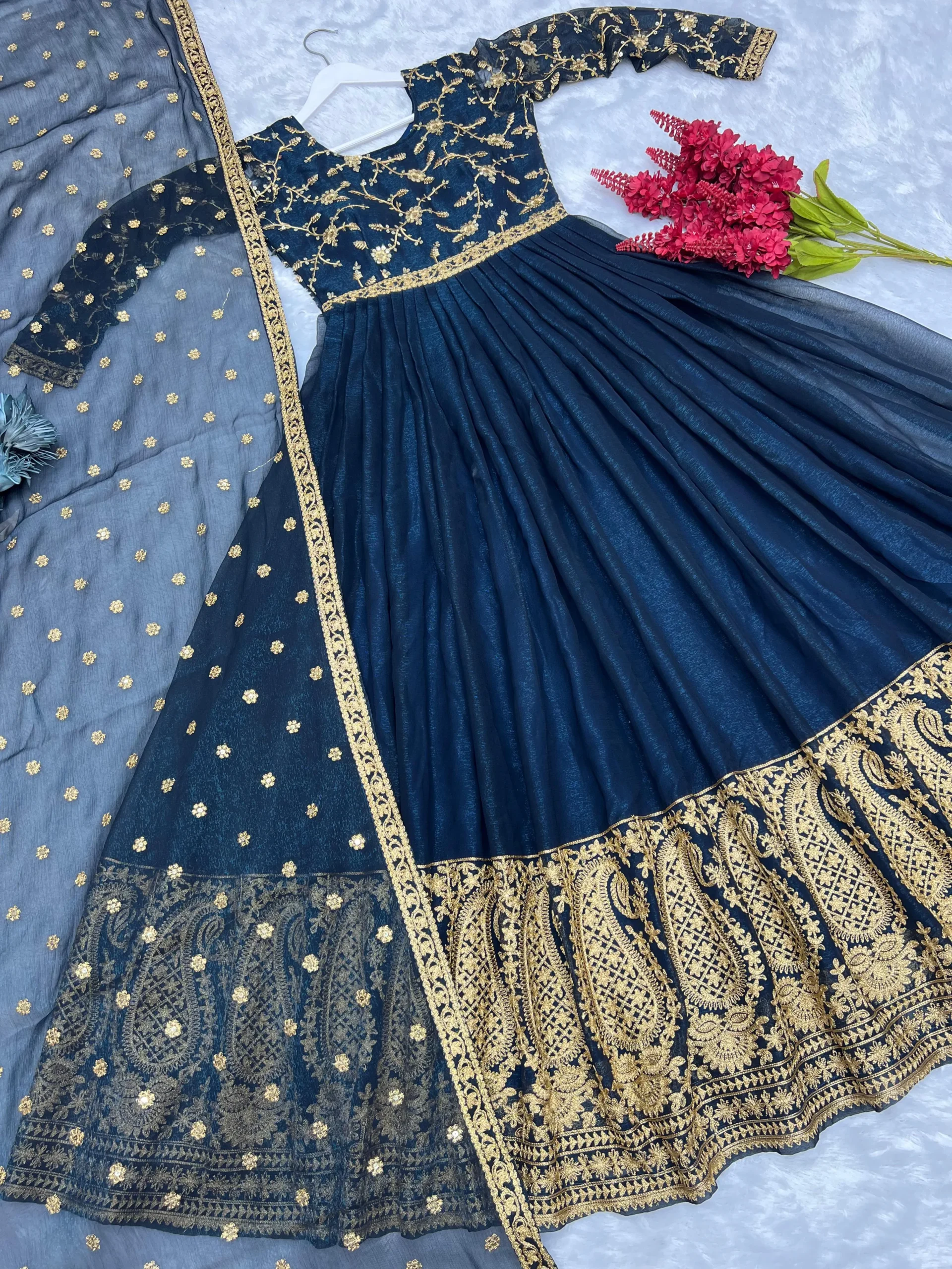 Readymade Fancy Ethnic Dupatta Gown - Image 4