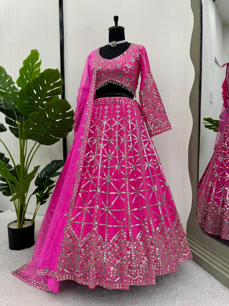 Red Wedding Wear Lehenga Choli 282 - Image 2