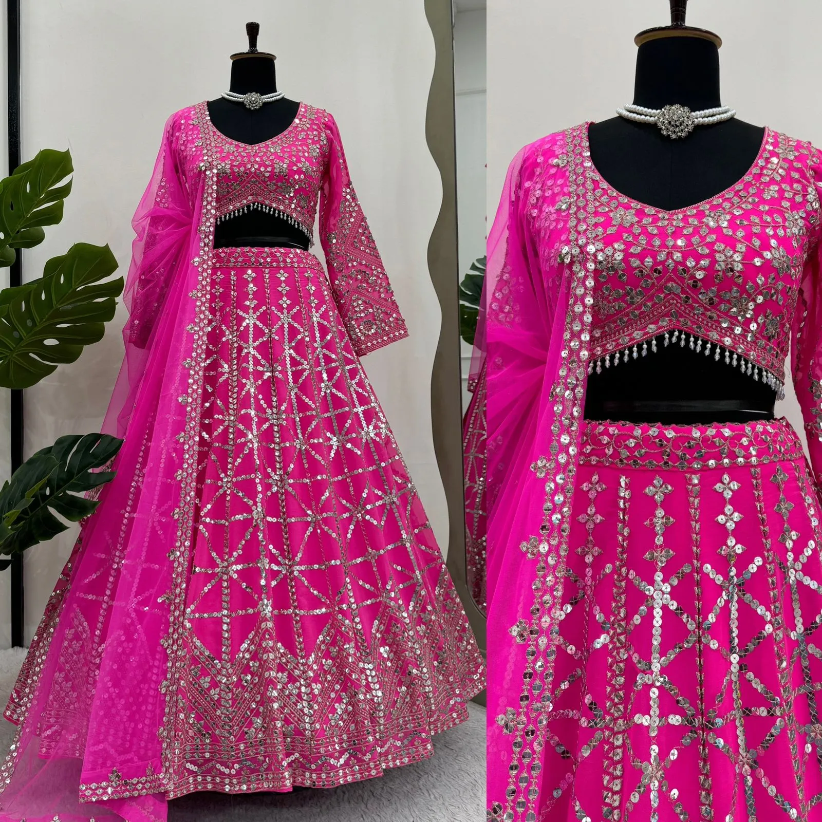 Red Wedding Wear Lehenga Choli 282 - Image 3