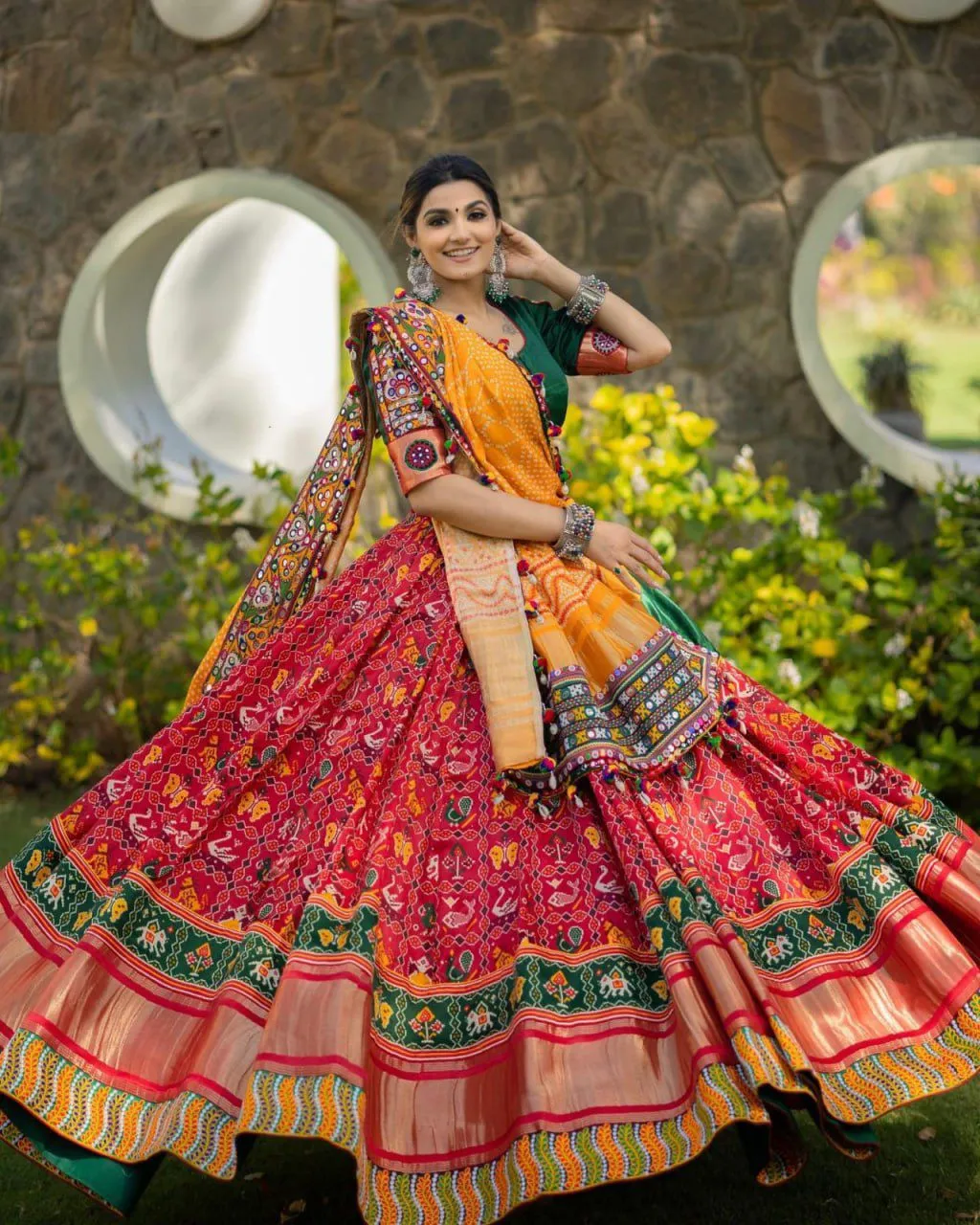 Stylish Designer Digital Printed Navratri Chaniya Choli With Real Mirror Work