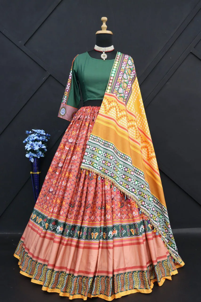Stylish Designer Digital Printed Navratri Chaniya Choli With Real Mirror Work - Image 2