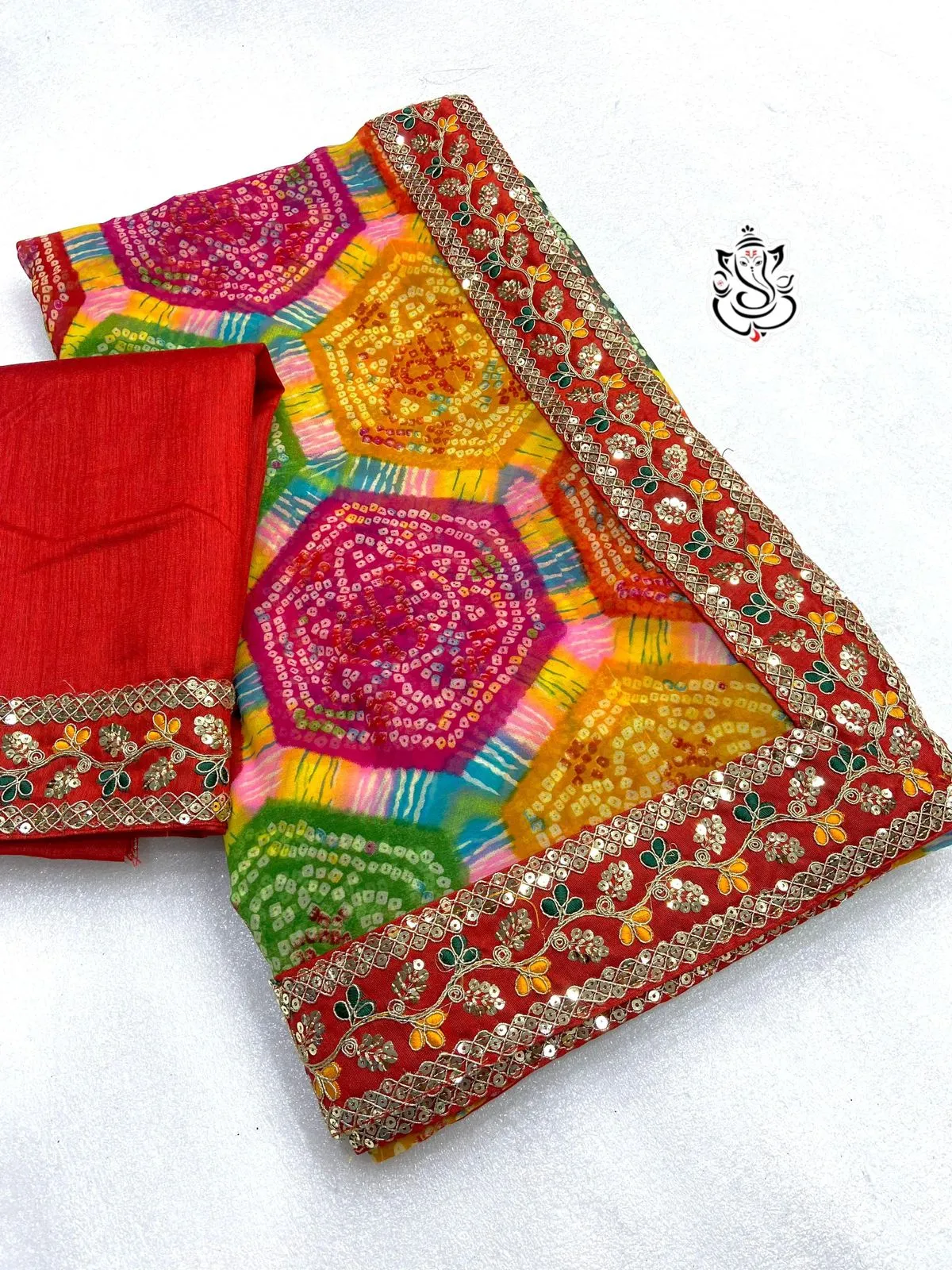Traditional Georgette Bandhej Printed Ethnic Saree - Image 4