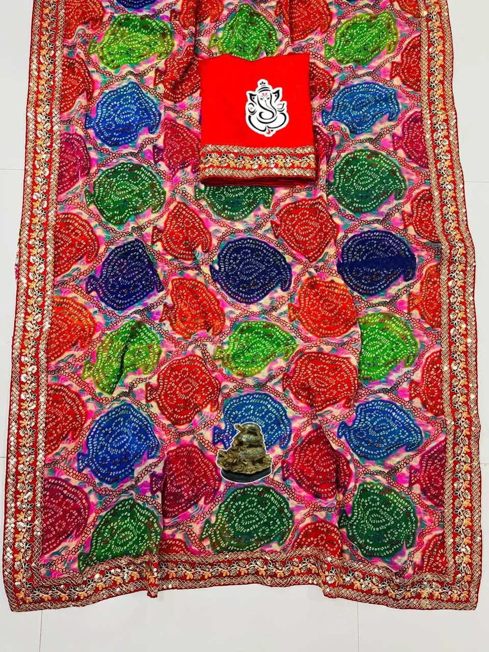 Traditional Georgette Bandhej Printed Ethnic Saree - Image 5