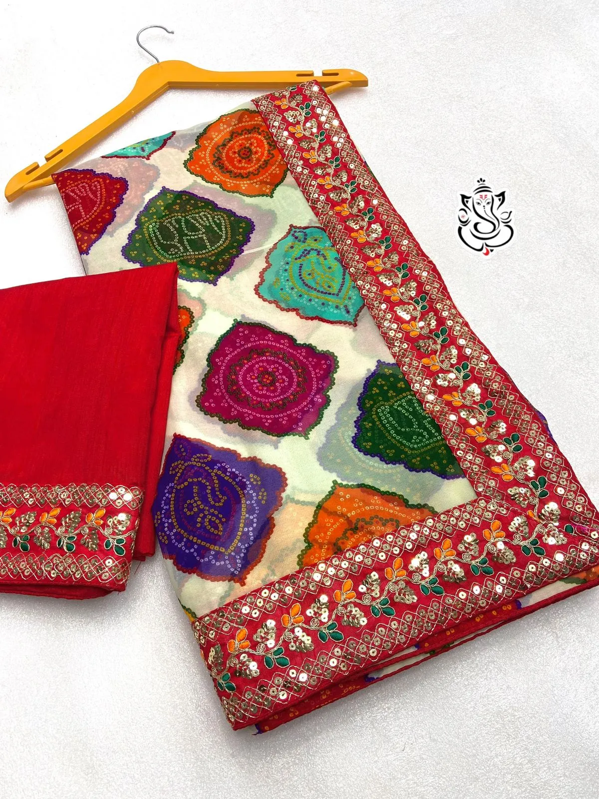 Traditional Georgette Bandhej Printed Ethnic Saree - Image 6