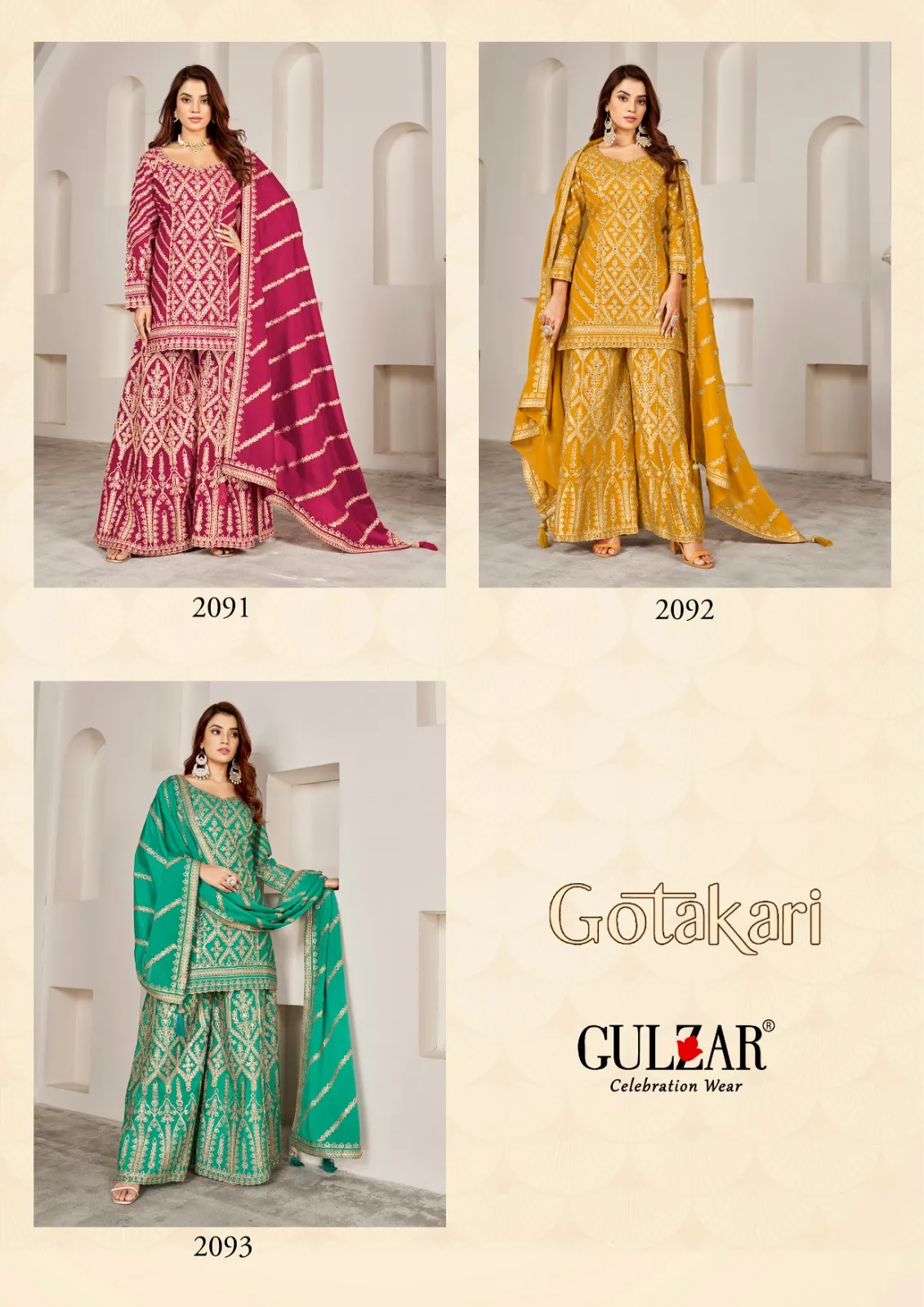 Wedding Wear Big Size Sharara Suit Gulzar Gotakari - Image 3