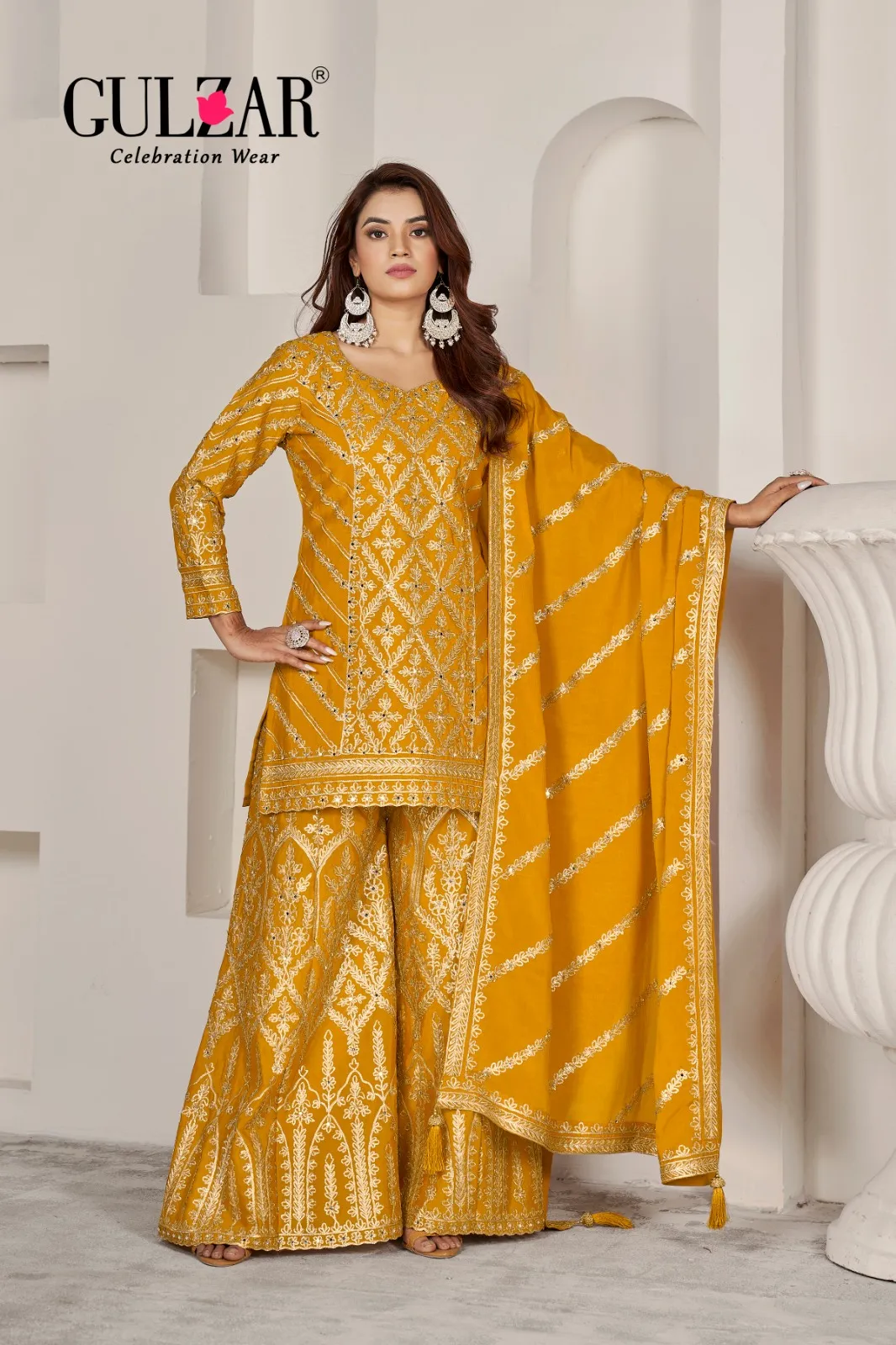 Wedding Wear Big Size Sharara Suit Gulzar Gotakari - Image 5