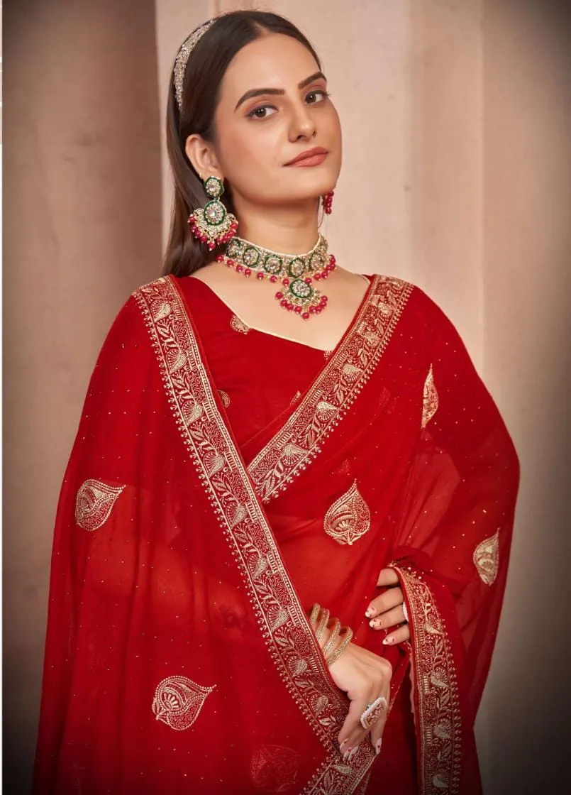 Wedding Wear Designer Chiffon Saree