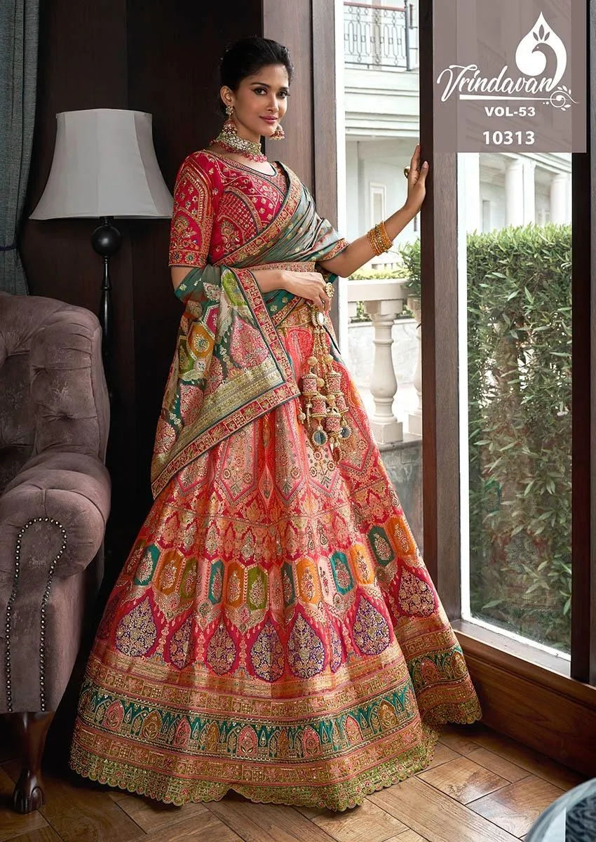 Banarasi Silk Wedding Lehenga Royal Vrindavan Vol 53 - Image 3