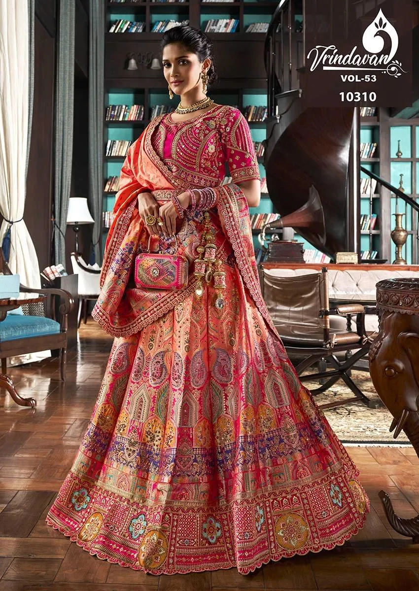 Banarasi Silk Wedding Lehenga Royal Vrindavan Vol 53 - Image 4