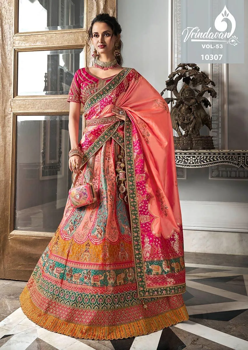 Banarasi Silk Wedding Lehenga Royal Vrindavan Vol 53 - Image 5