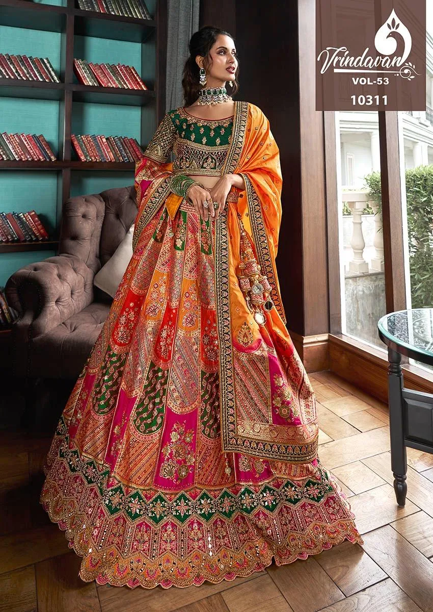 Banarasi Silk Wedding Lehenga Royal Vrindavan Vol 53 - Image 6