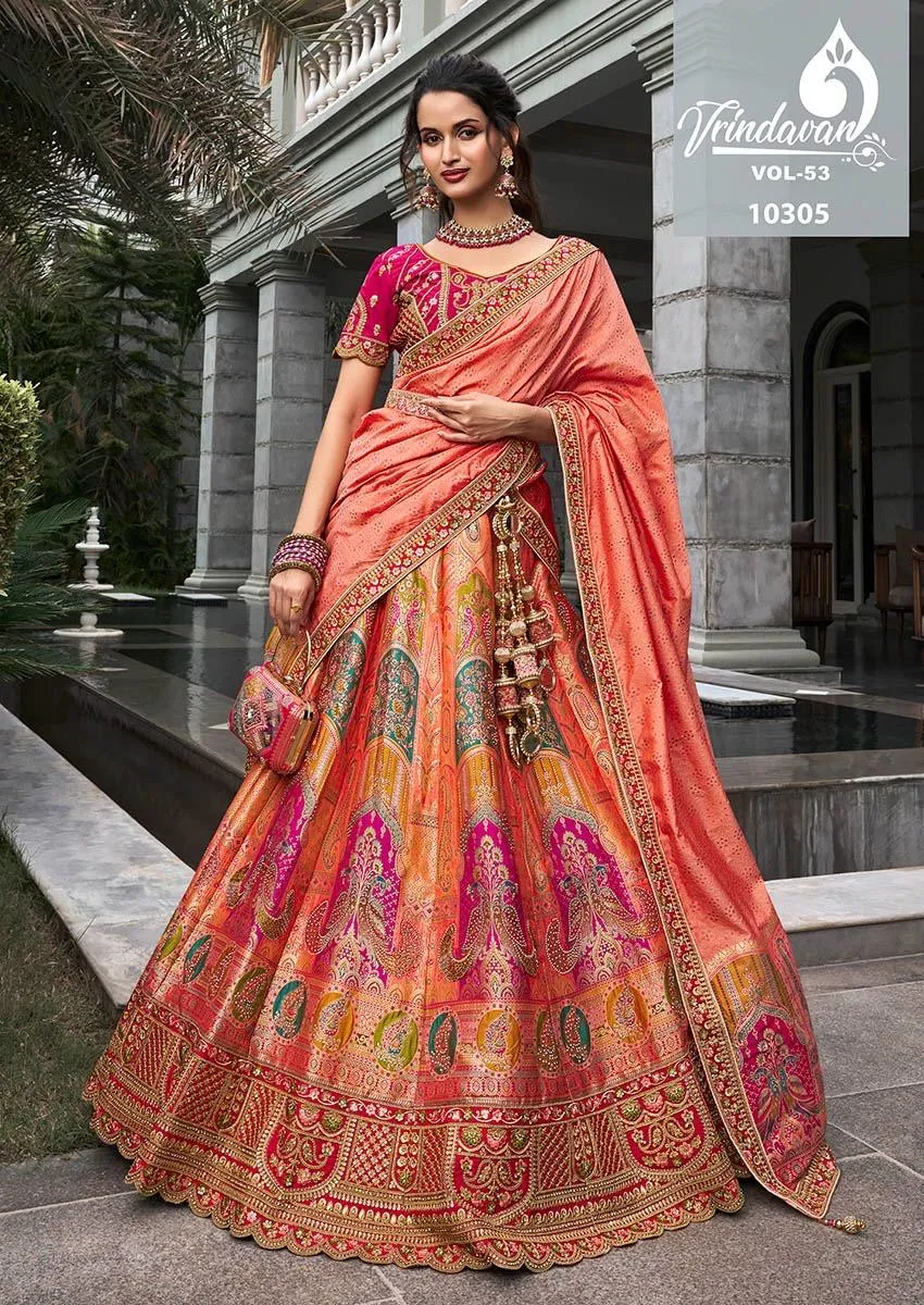 Banarasi Silk Wedding Lehenga Royal Vrindavan Vol 53 - Image 9