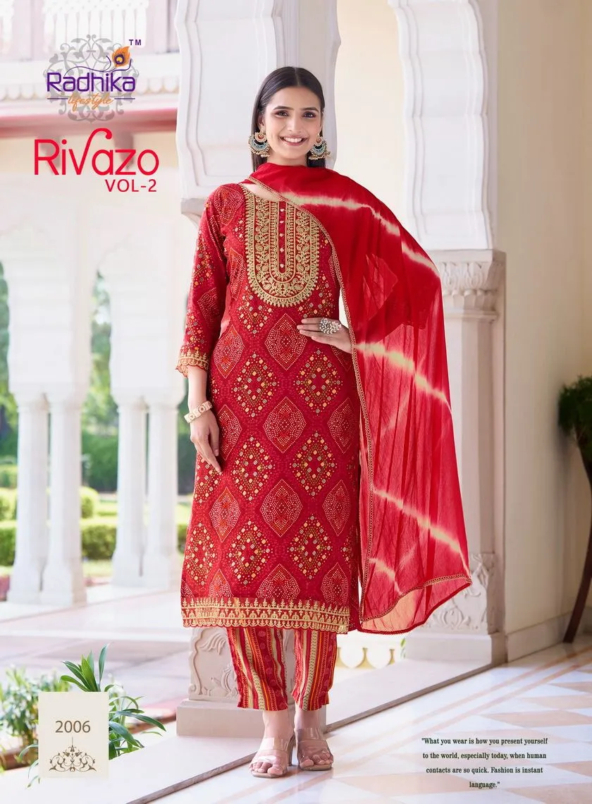 Bandhni Printed Ethnic Kurti Dupatta Set Radhika Life Style Rivazo Vol-2 - Image 5