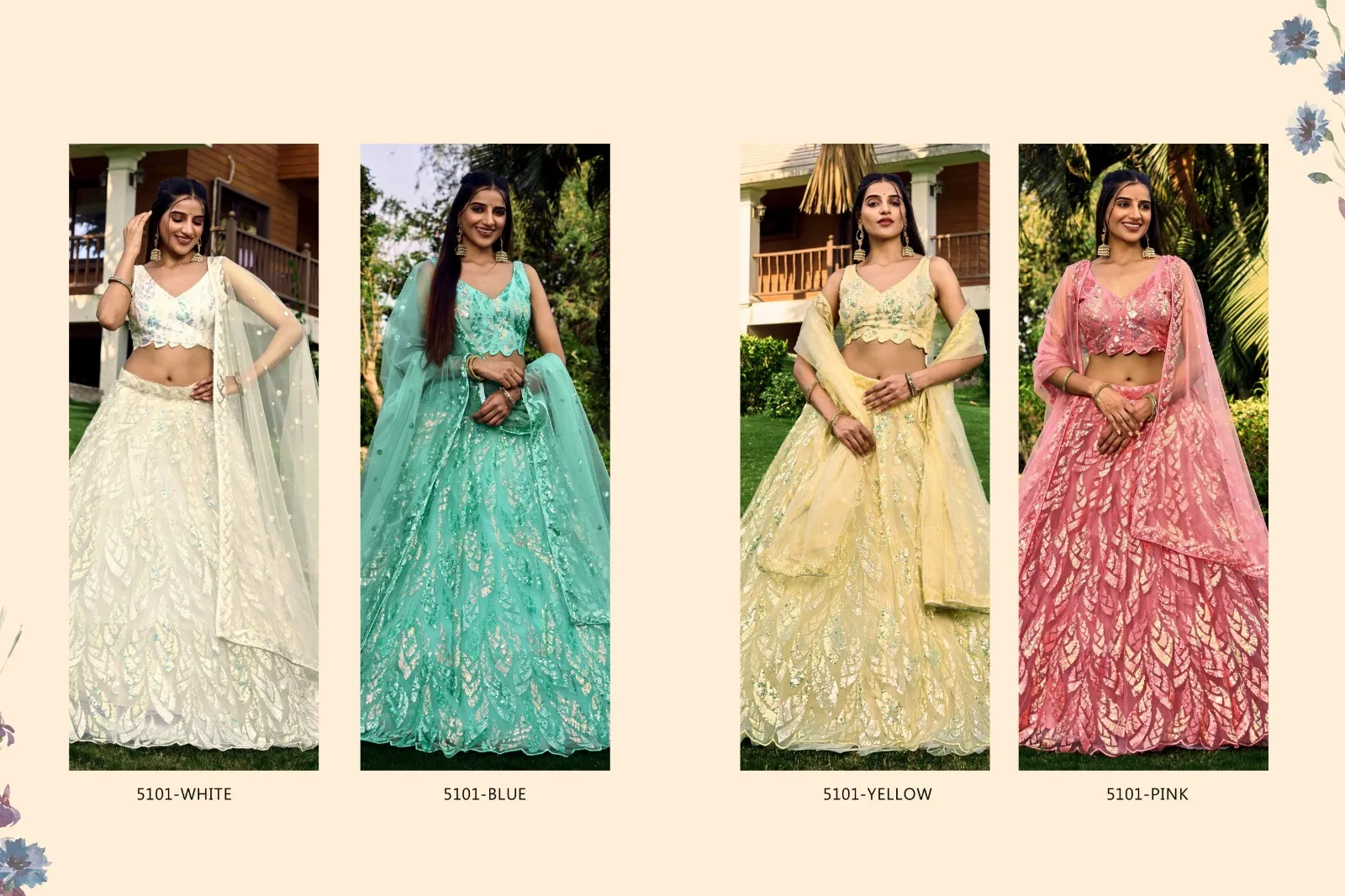 Brides Maid Lehenga Choli With Multi Sequence - Image 2