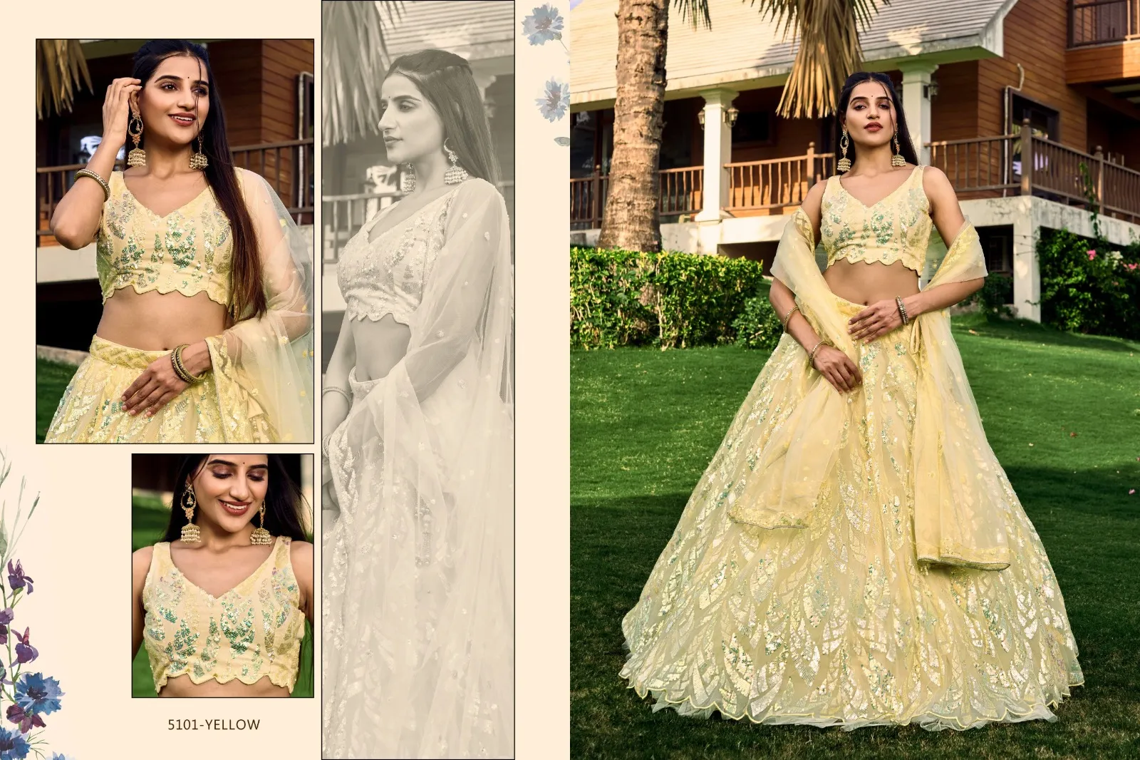 Brides Maid Lehenga Choli With Multi Sequence - Image 3