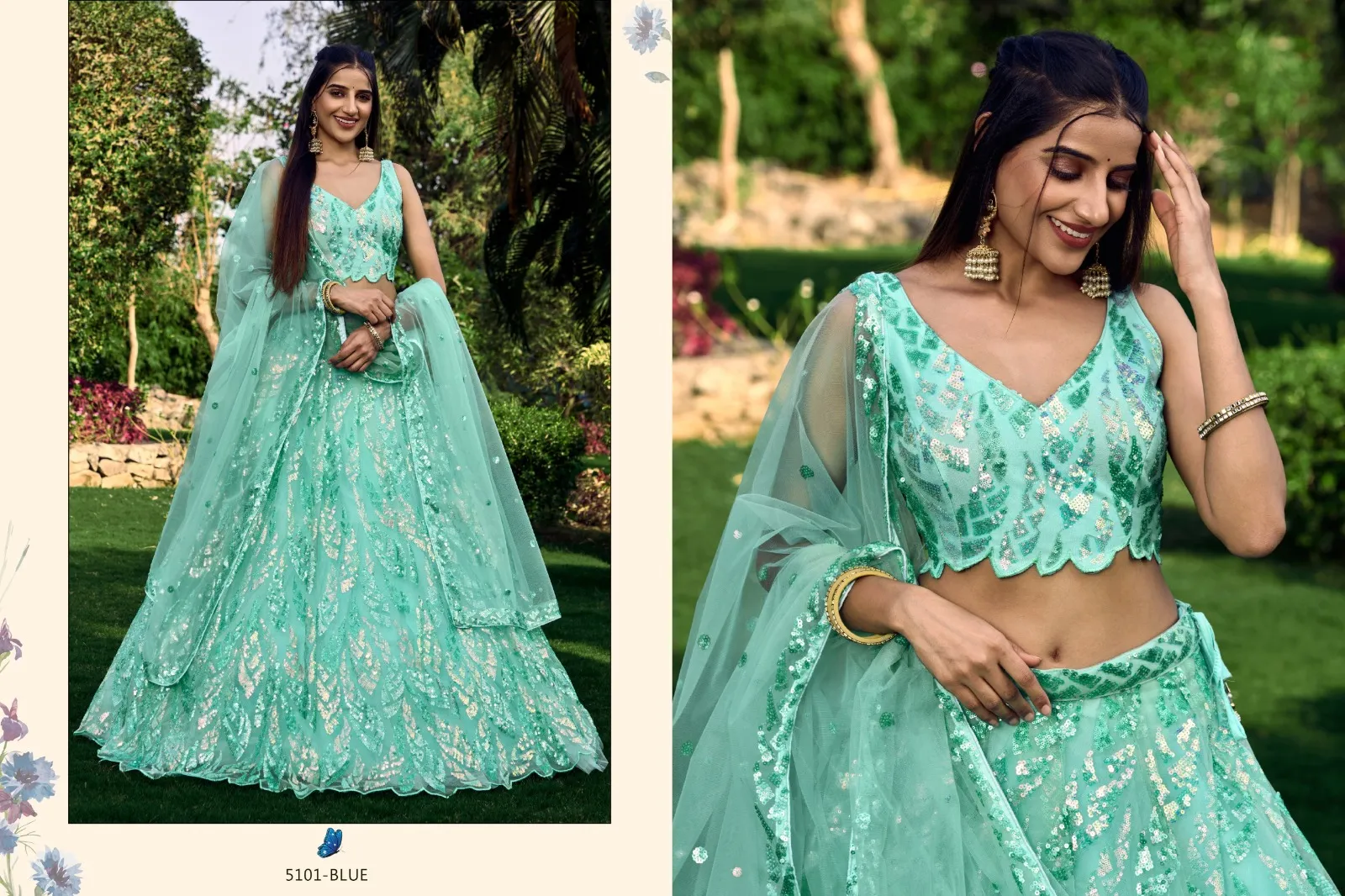 Brides Maid Lehenga Choli With Multi Sequence - Image 5