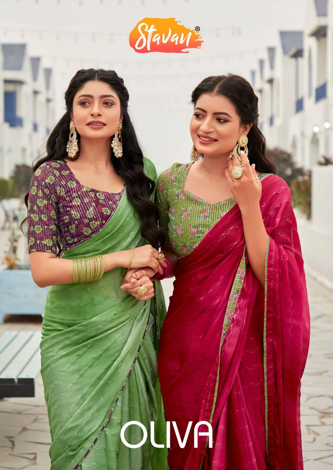 Chiffon Fancy Saree 3d Shaded With Embroidery Oliva