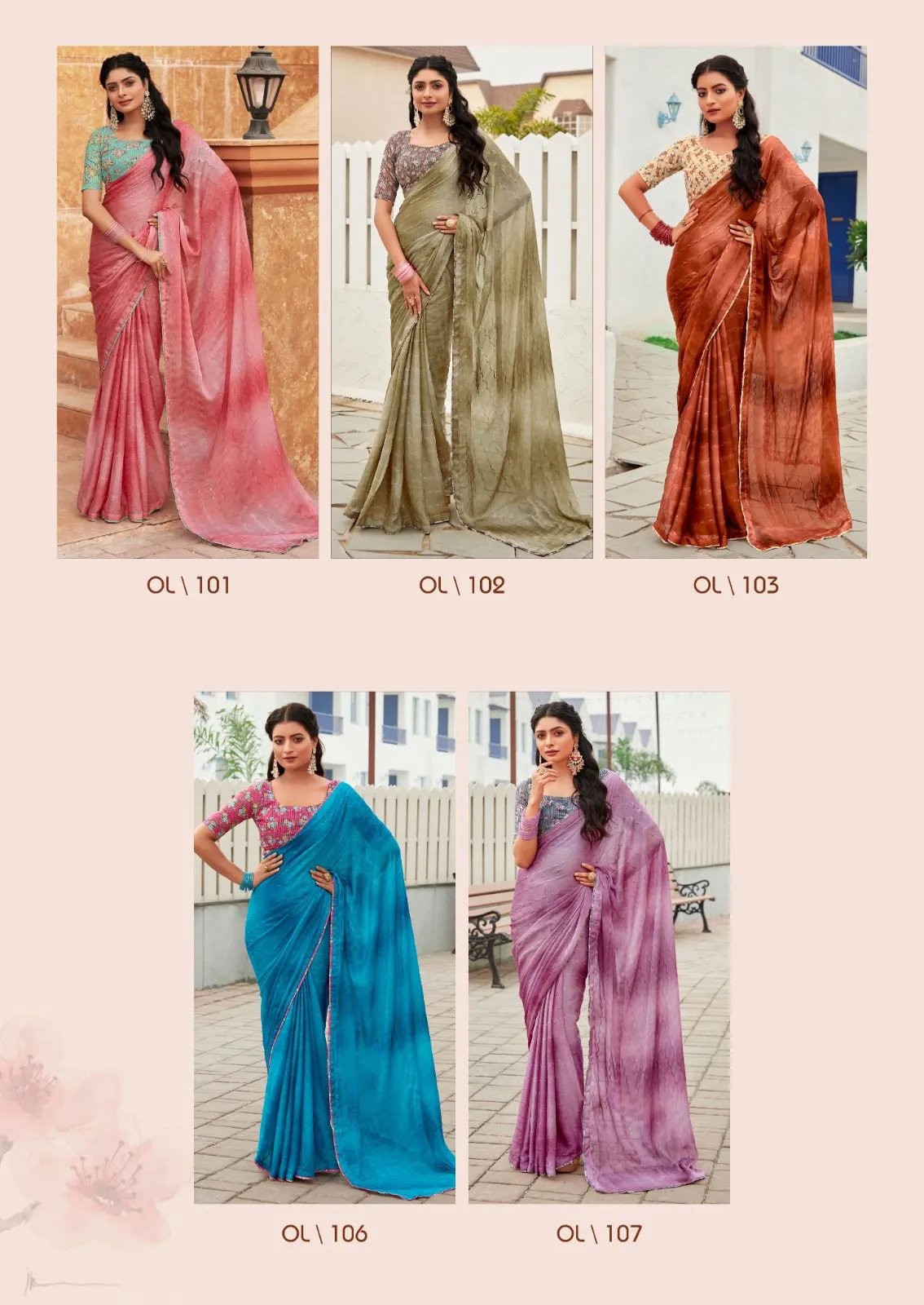 Chiffon Fancy Saree 3d Shaded With Embroidery Oliva - Image 10
