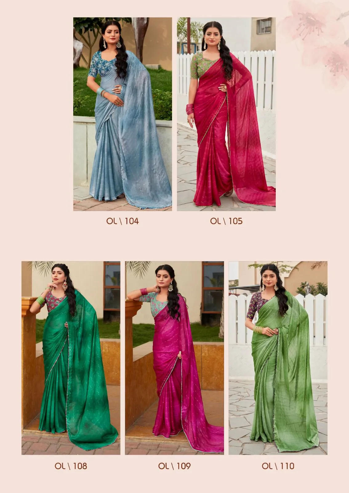 Chiffon Fancy Saree 3d Shaded With Embroidery Oliva - Image 8