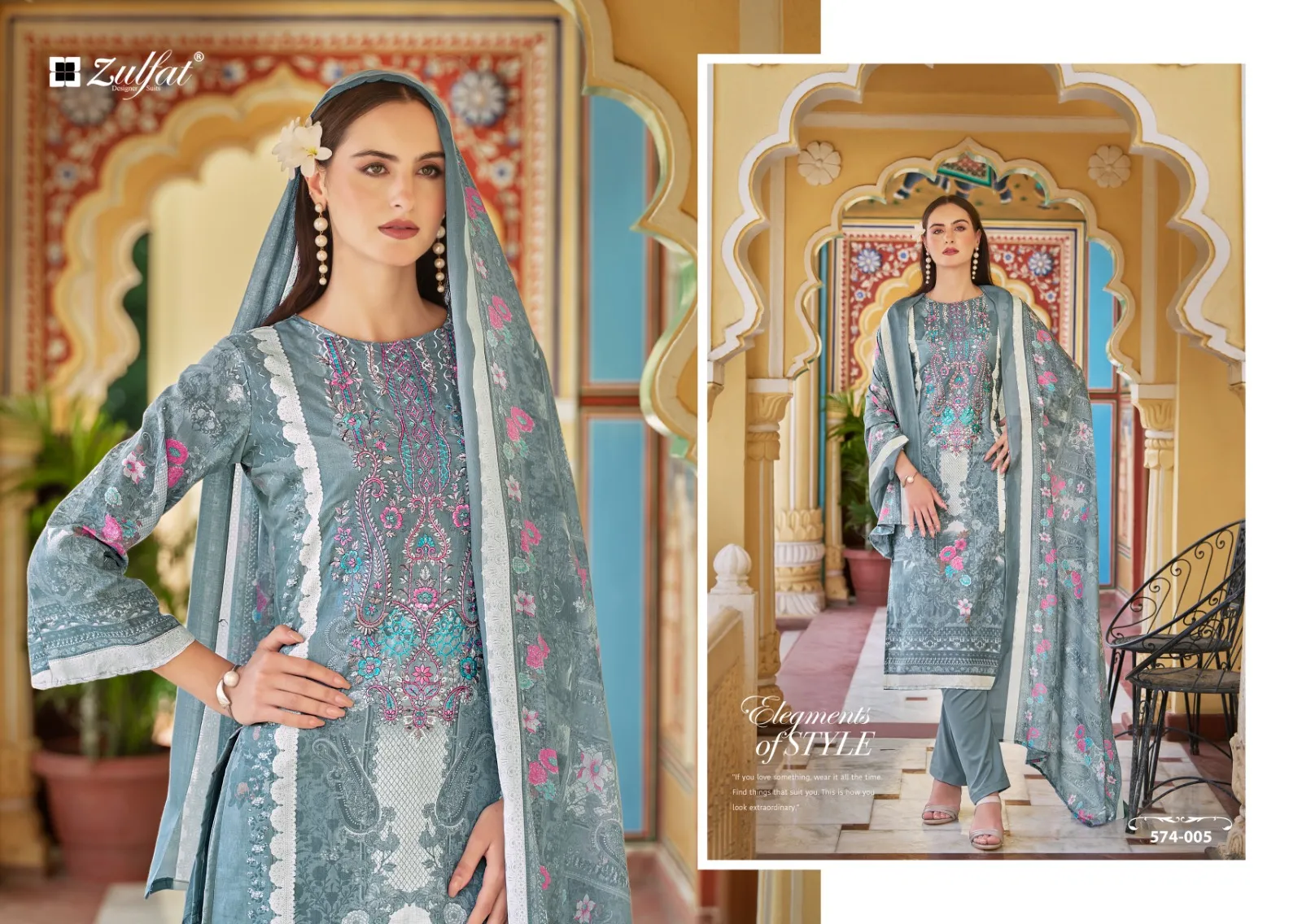 Cotton Embroidered Suits Shabad Zulfat - Image 5