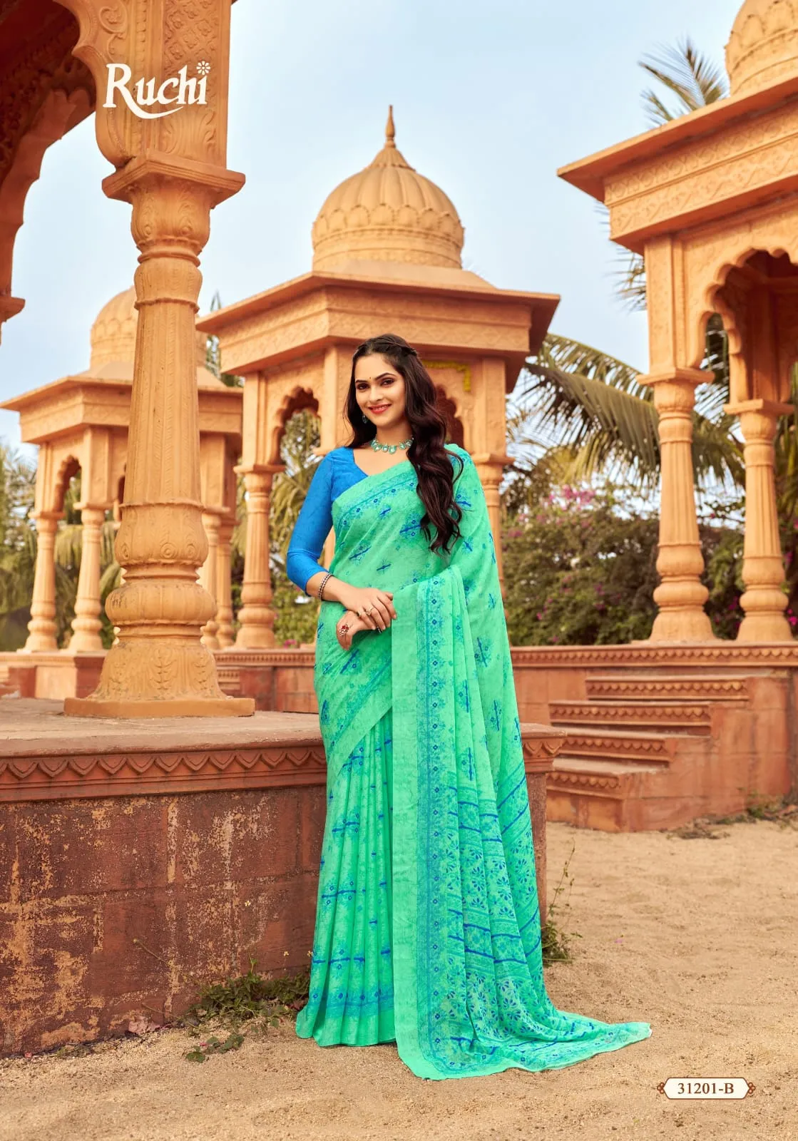 Daily Wear Chiffon Ethnic Saree Star Chiffon 151 - Image 11