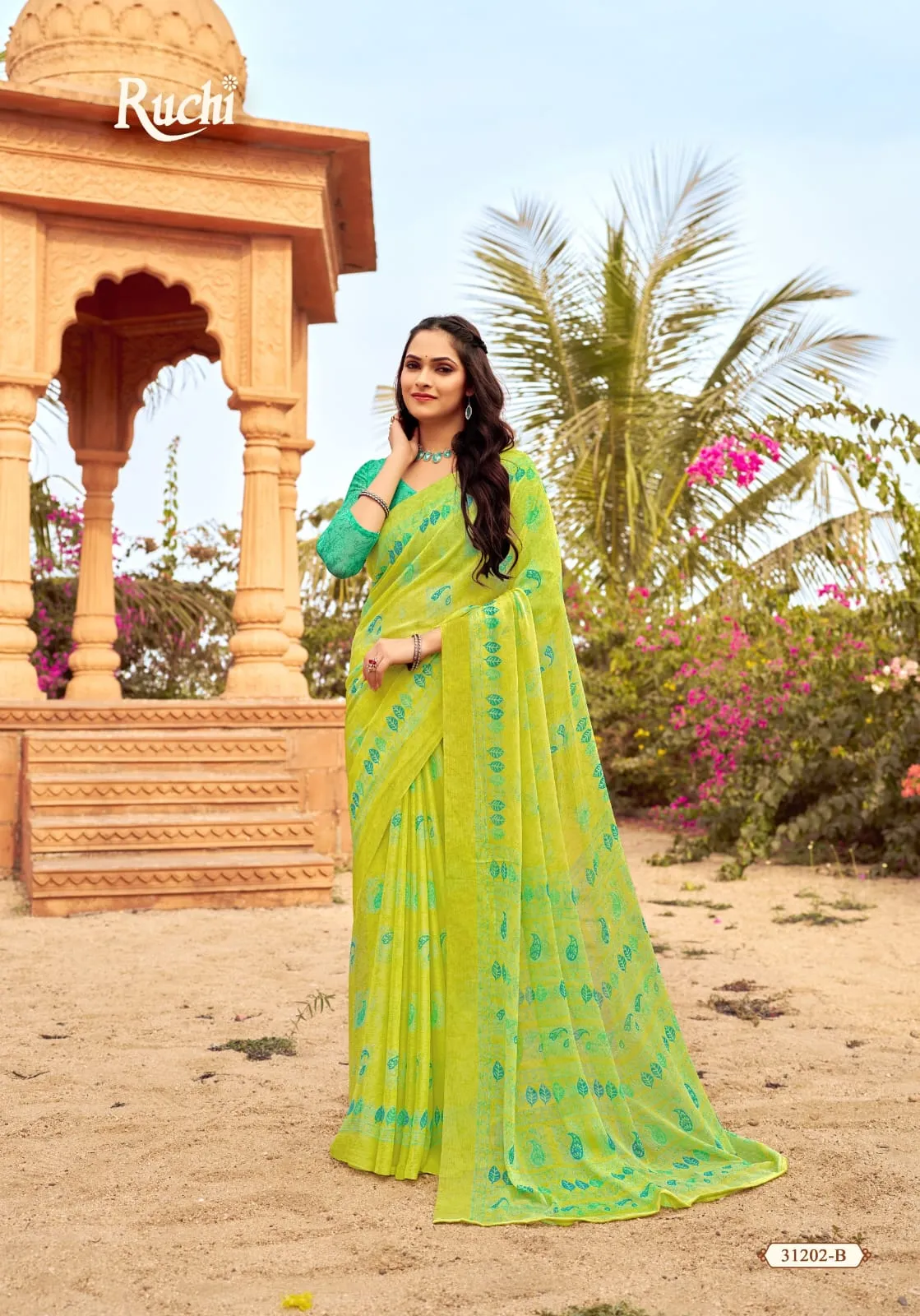 Daily Wear Chiffon Ethnic Saree Star Chiffon 151 - Image 2