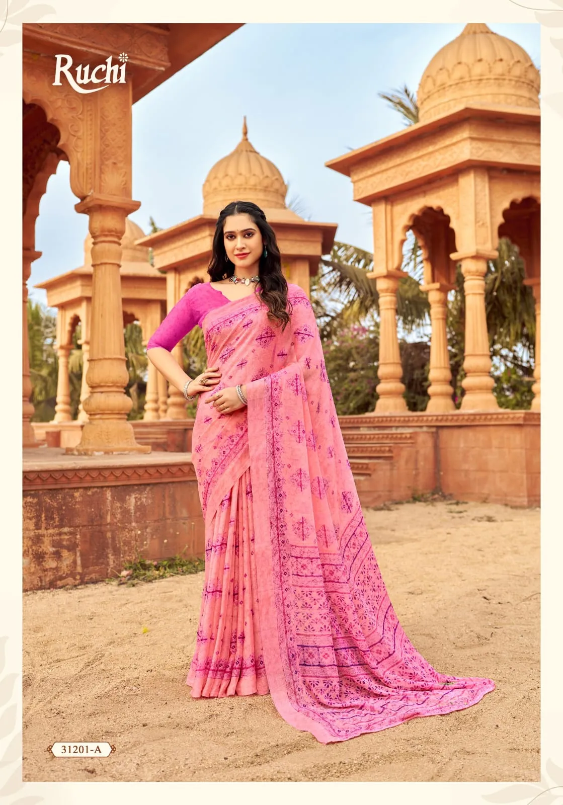 Daily Wear Chiffon Ethnic Saree Star Chiffon 151 - Image 3
