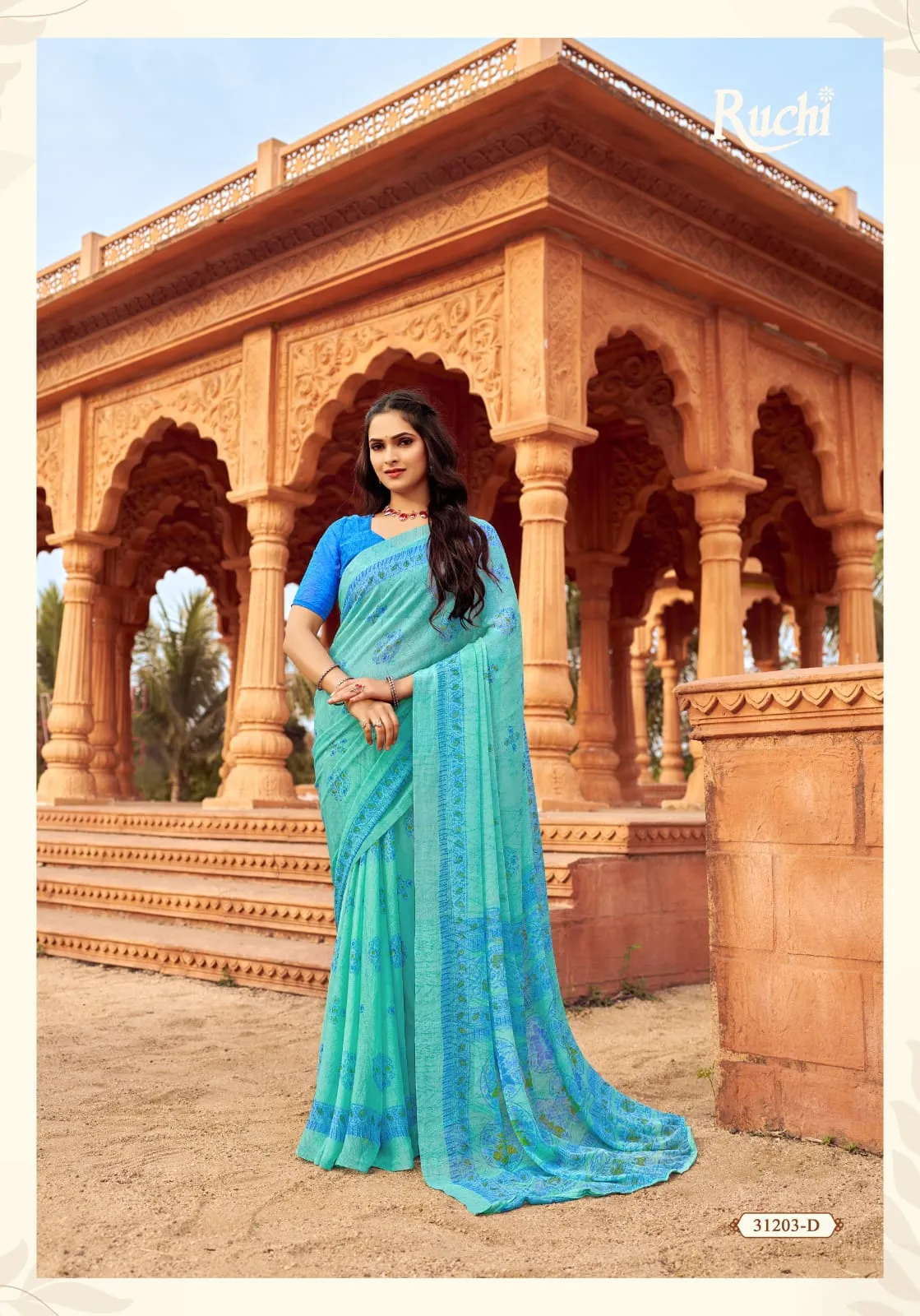 Daily Wear Chiffon Ethnic Saree Star Chiffon 151 - Image 7