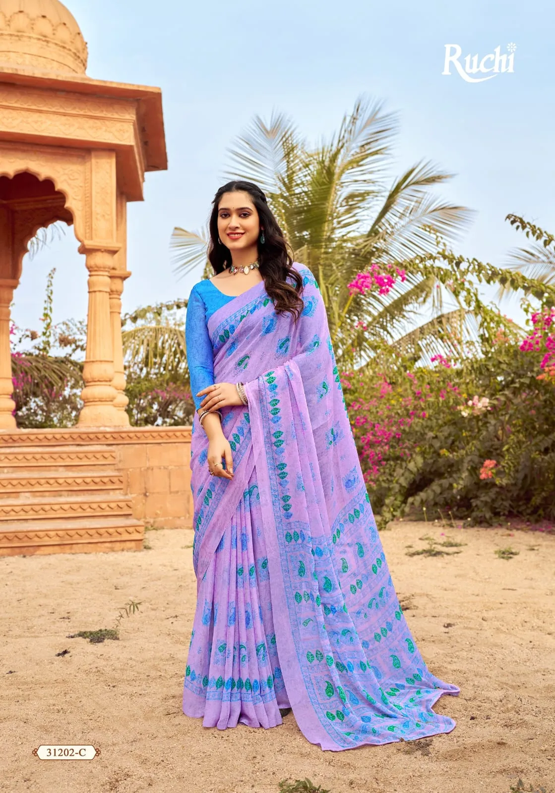Daily Wear Chiffon Ethnic Saree Star Chiffon 151 - Image 9