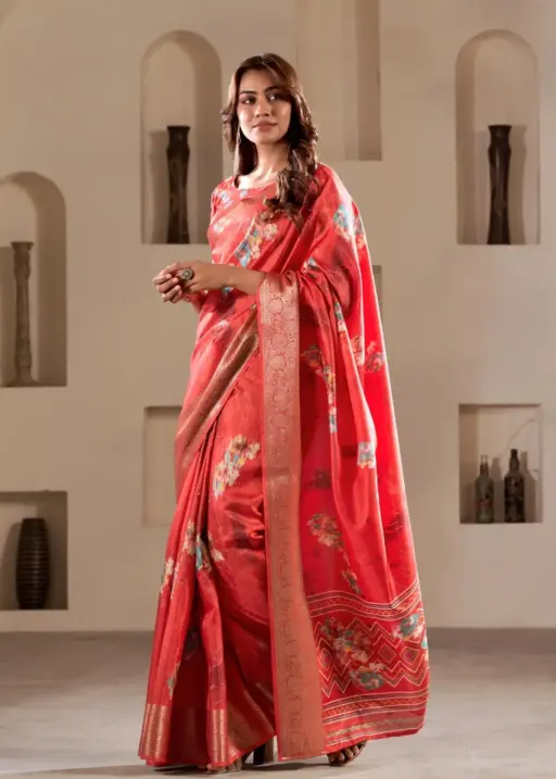 Dusty Color Ethnic Saree For Wedding Litchi