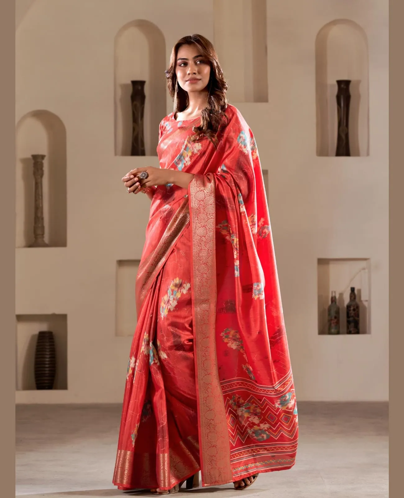 Dusty Color Ethnic Saree For Wedding Litchi