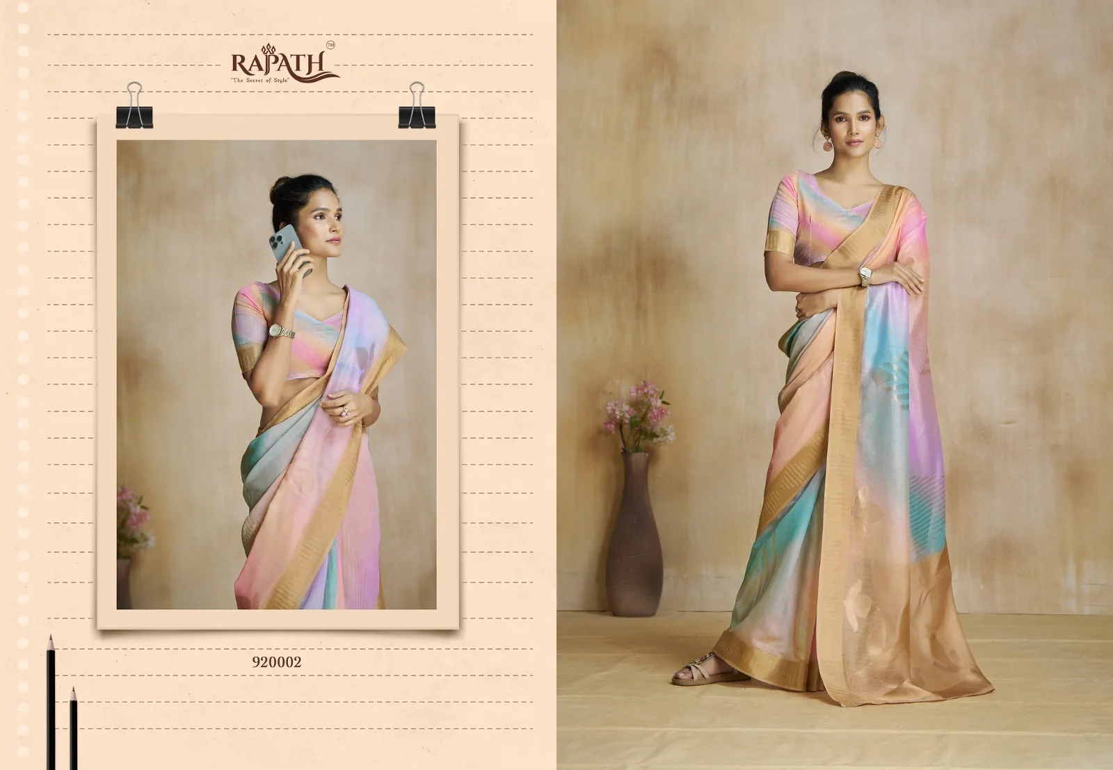 Fancy Silk Wedding Saree Watermelon Silk - Image 3