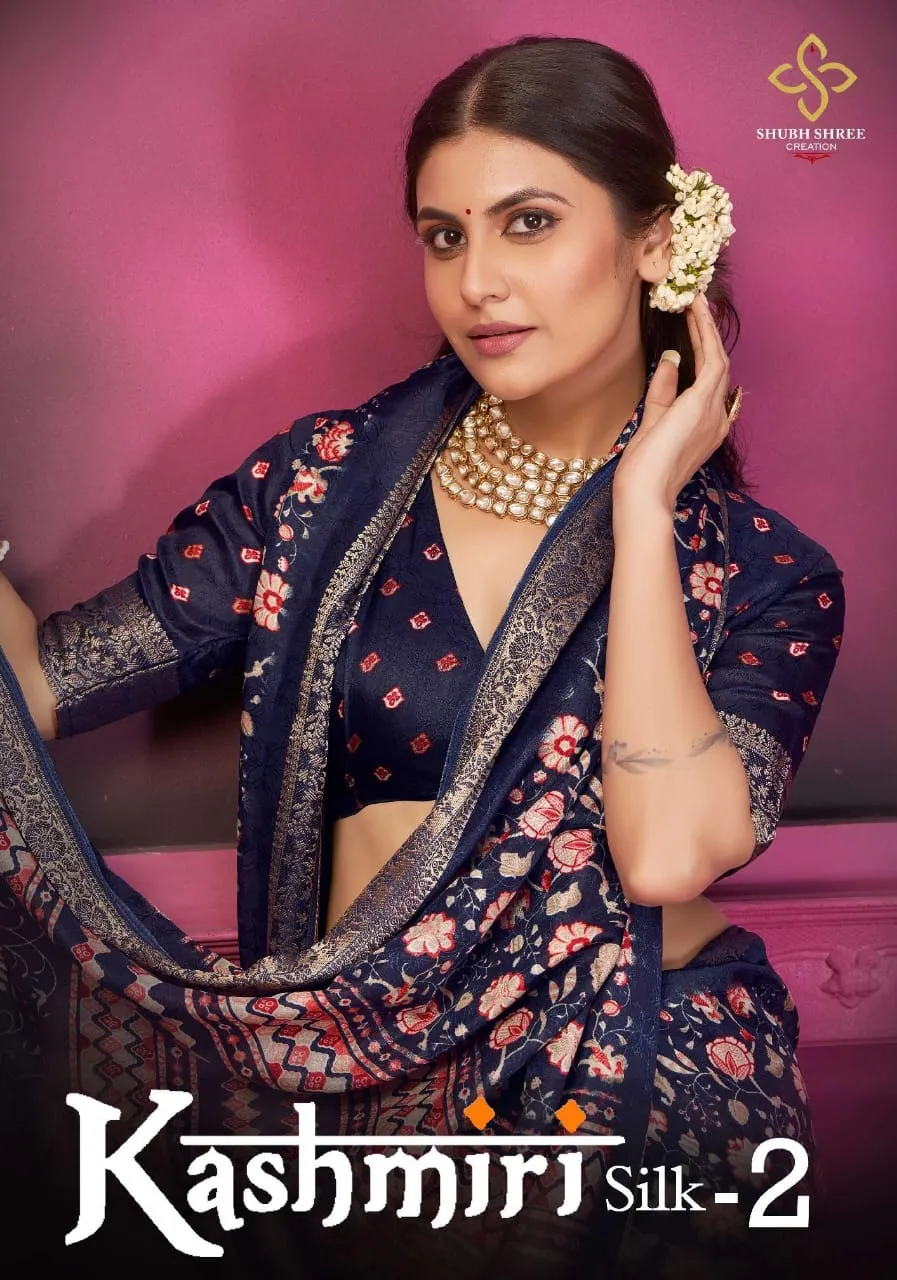 Fancy Velvet Tushar Silk Saree Kashmiri Silk-2