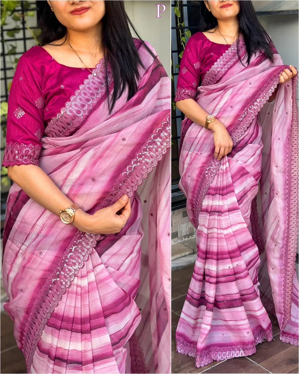 Organza Cut Work Saree With Digital Print Saheli