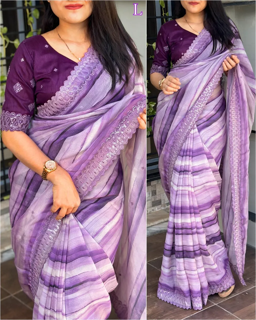 Organza Cut Work Saree With Digital Print Saheli - Image 3
