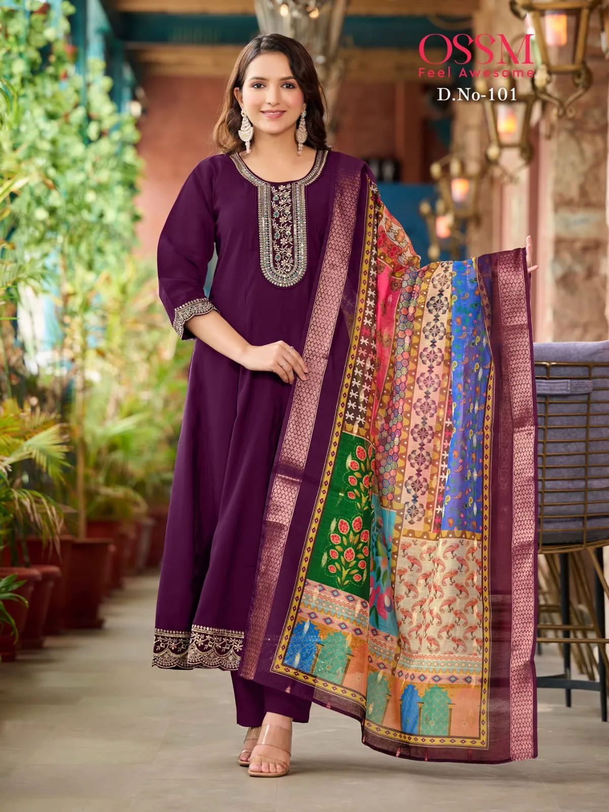 Party Wear Kurti Set Ossm Resham - Image 3