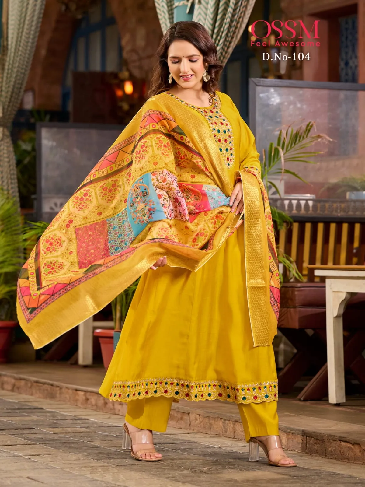 Party Wear Kurti Set Ossm Resham - Image 4