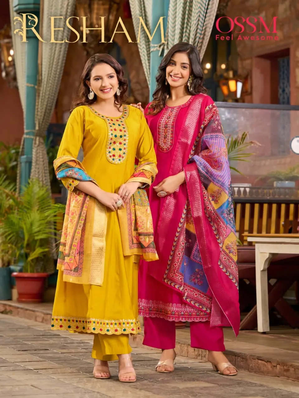 Party Wear Kurti Set Ossm Resham - Image 5