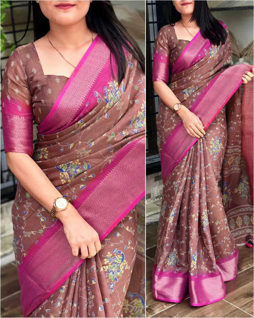 Peacock Weaving Cotton Saree Bhumi - Image 4