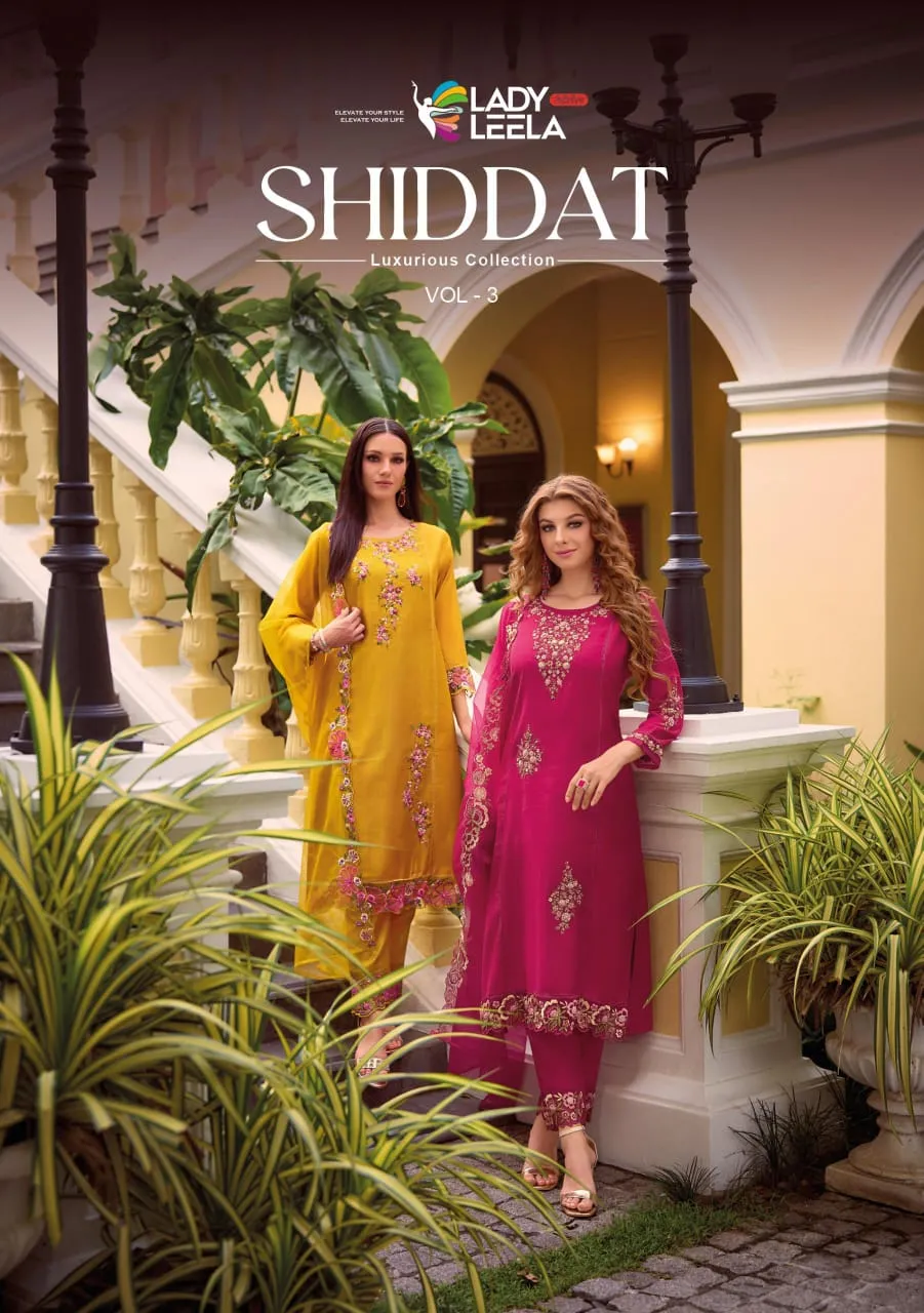 ReadyMade 3pc Suit Lady Leela Organza Chikankari Vol-3