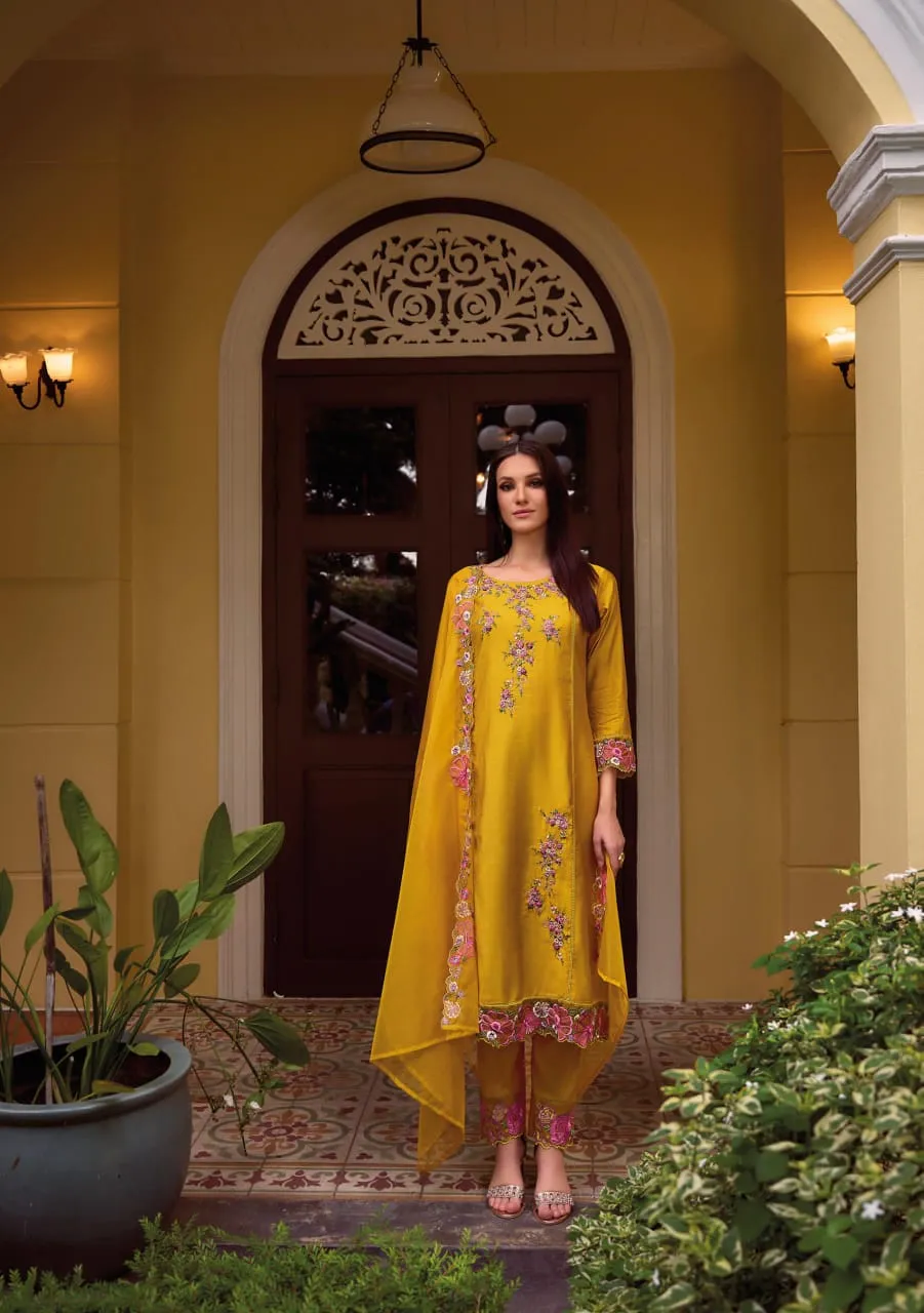 ReadyMade 3pc Suit Lady Leela Organza Chikankari Vol-3 - Image 3